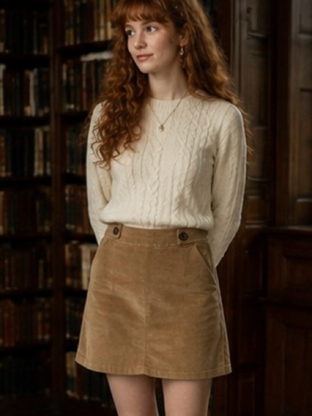Banana Republic Button Tab Corduroy Mini Skirt Taupe Y2K Dark Academia 0